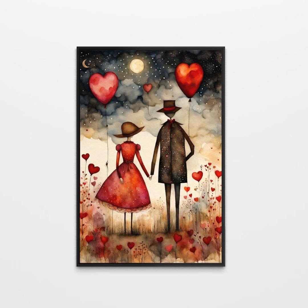 Tablou Canvas Premium, LuxCanva® E1079, Povestea Noastra Sub Luna, Dragoste, Plimbare, Indragostiti, Parc, Tacere, Cer, Luna, Etern, Stele, Pasi, Maini, Emotie, Cuplu, Living, Dormitor