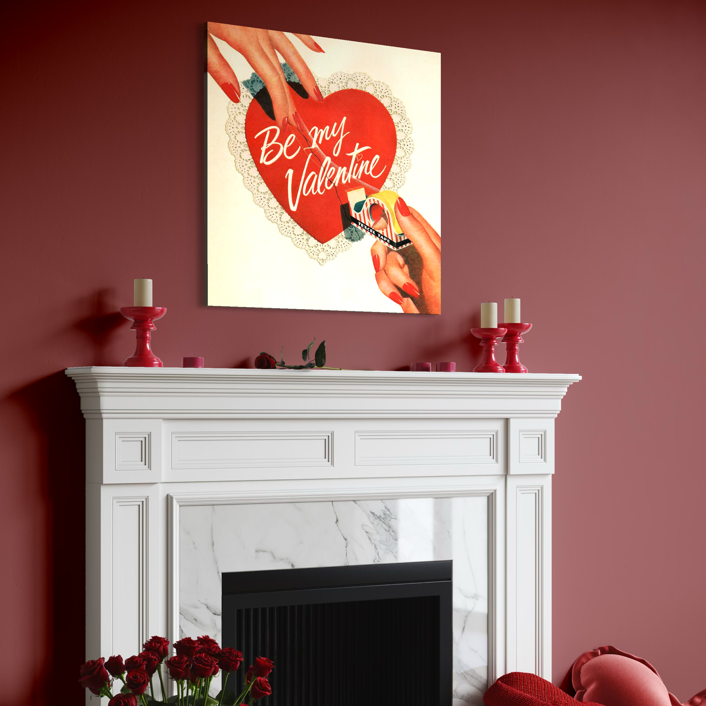 Tablou Canvas Premium, LuxCanva® E1083, Colajul Iubirii, Dragoste, Inima, Arta, Iubire, Clasic, Vintage, Retro, Felicitare, Nostalgie, Handmade, Maini, Degete, Living, Dormitor