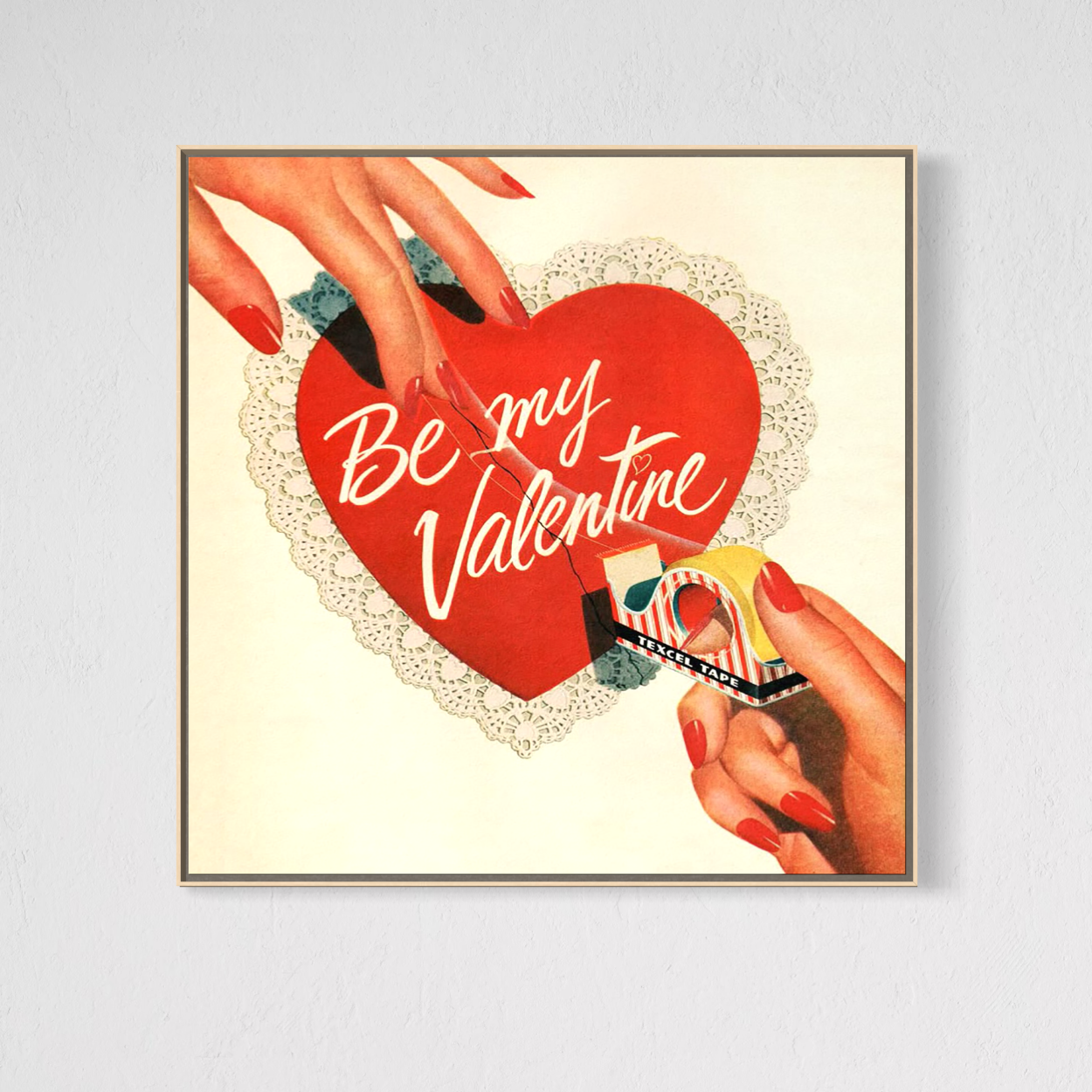 Tablou Canvas Premium, LuxCanva® E1083, Colajul Iubirii, Dragoste, Inima, Arta, Iubire, Clasic, Vintage, Retro, Felicitare, Nostalgie, Handmade, Maini, Degete, Living, Dormitor