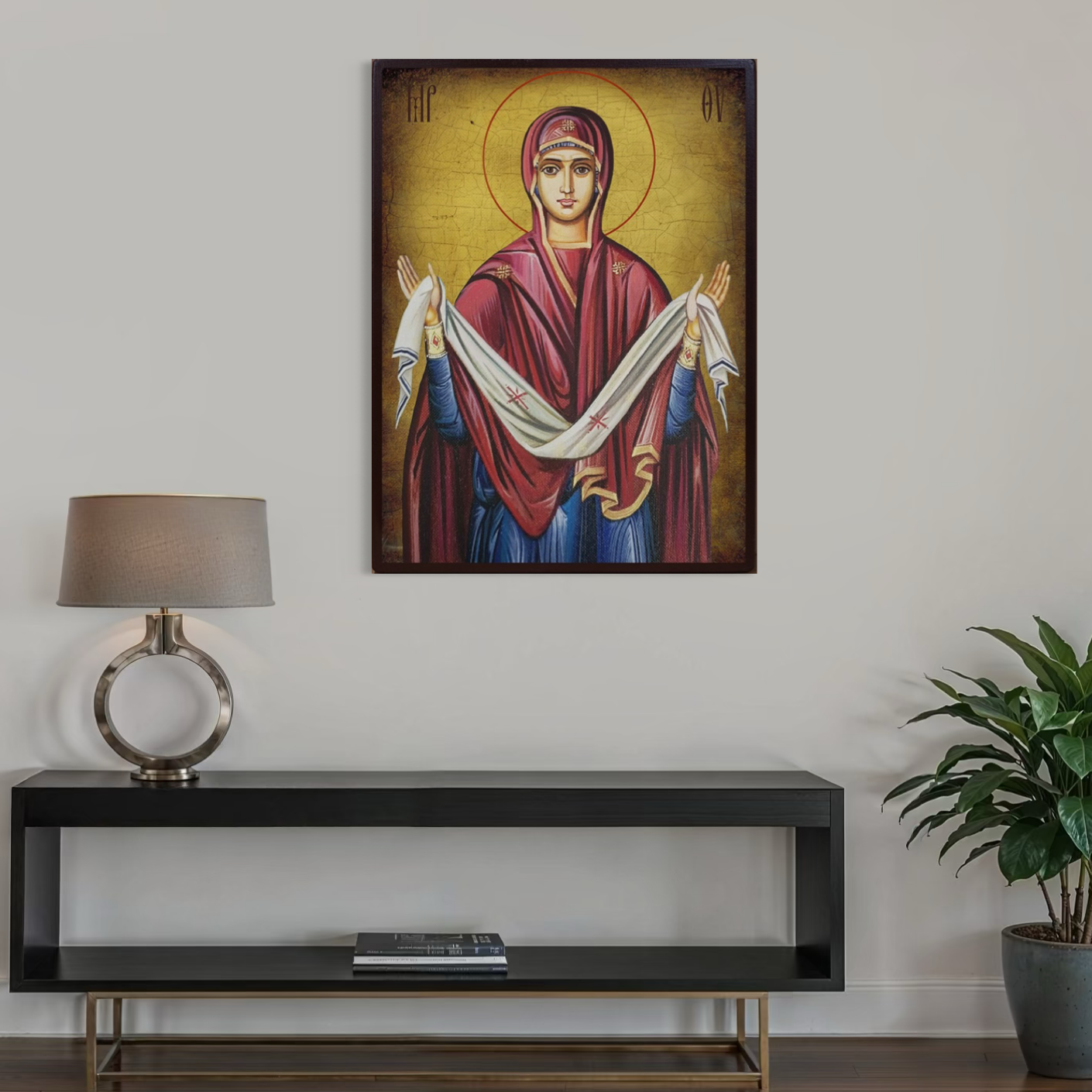 Imagine cu tablou canvas cu icoana maicii domnului, tiparita pe panza canvas