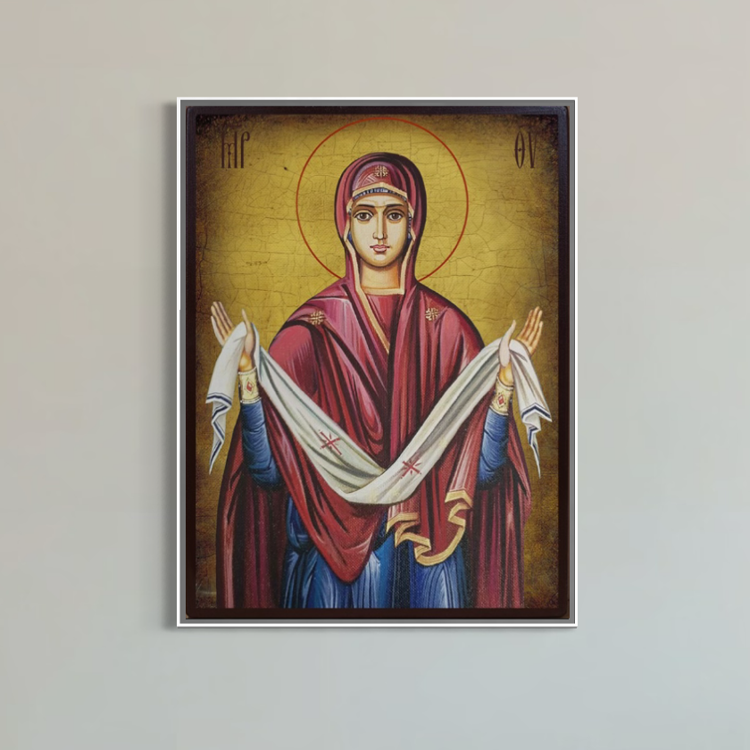 Tablou Canvas Premium, LuxCanva® H1063, Acoperamantul Maicii Domnului,  Divinitate, Sarbatoare, Ortodoxie, Credinta, Pace, Suflet, Nadejde, Fecioara, Living, Dormitor