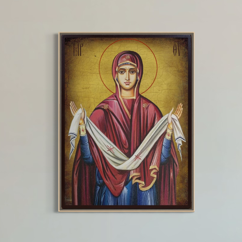 Tablou Canvas Premium, LuxCanva® H1063, Acoperamantul Maicii Domnului,  Divinitate, Sarbatoare, Ortodoxie, Credinta, Pace, Suflet, Nadejde, Fecioara, Living, Dormitor