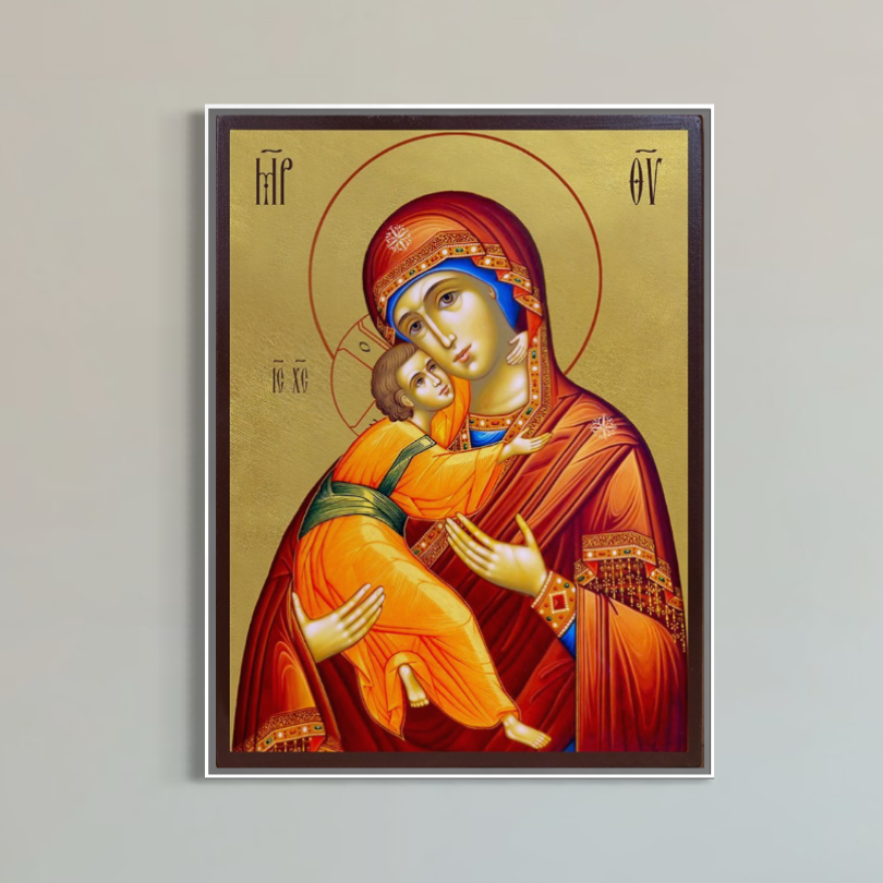 Tablou Canvas Premium, LuxCanva® H1064, Maica Domnului Milostiva cu Pruncul, Iubire, Mangaiere, Ortodoxie, Dragoste, Matern, Biserica, Credincios, Rugaciune, Living, Dormitor