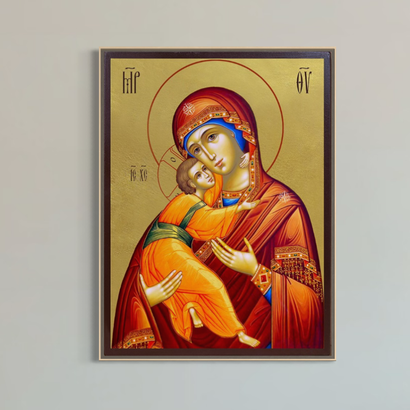 Tablou Canvas Premium, LuxCanva® H1064, Maica Domnului Milostiva cu Pruncul, Iubire, Mangaiere, Ortodoxie, Dragoste, Matern, Biserica, Credincios, Rugaciune, Living, Dormitor