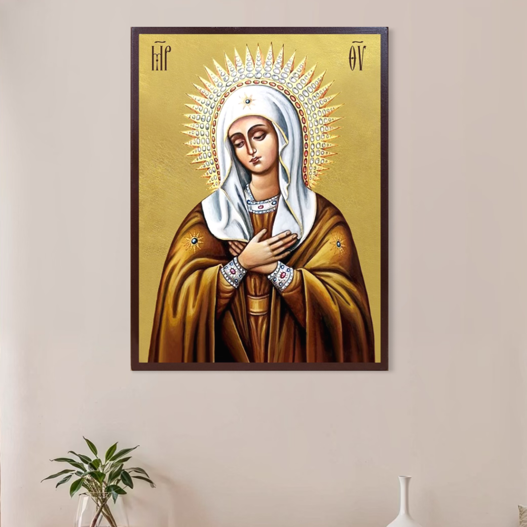 Imagine cu tablou canvas cu icoana maicii domnului, tiparita pe panza canvas