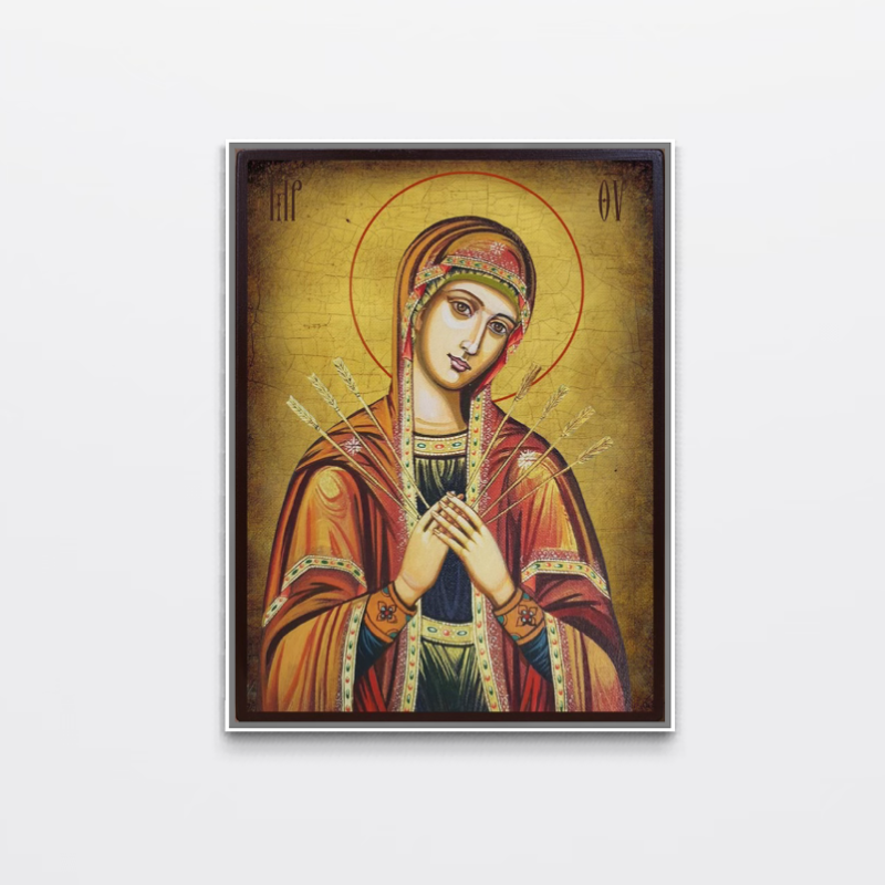 Tablou Canvas Premium, LuxCanva® H1068, Icoana Maicii Domnului cu Sapte Sageti, Icoana, Sageti, Ortodoxie, Protectie, Mantuire, Ajutor, Speranta, Casa, Protectie, Living, Dormitor