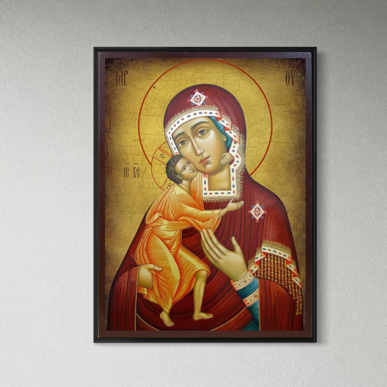 Tablou Canvas Premium, LuxCanva® H1073, Maica Domnului Feodorovskaia, Icoana, Facatoare, Minuni, Tamaduitoare, Mantuire, Mangaiere, Casa, Protectie, Living, Dormitor