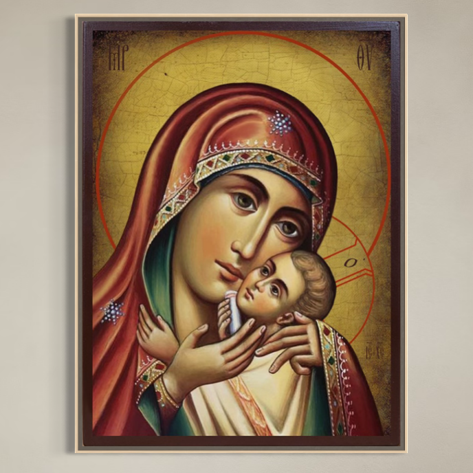Tablou canvas cu icoana ortodoxa a maicii domnului cu pruncul