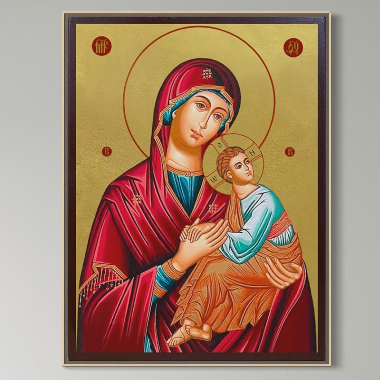 Tablou canvas decorativ cu icoana ortodoxa cu maica domnului si pruncul