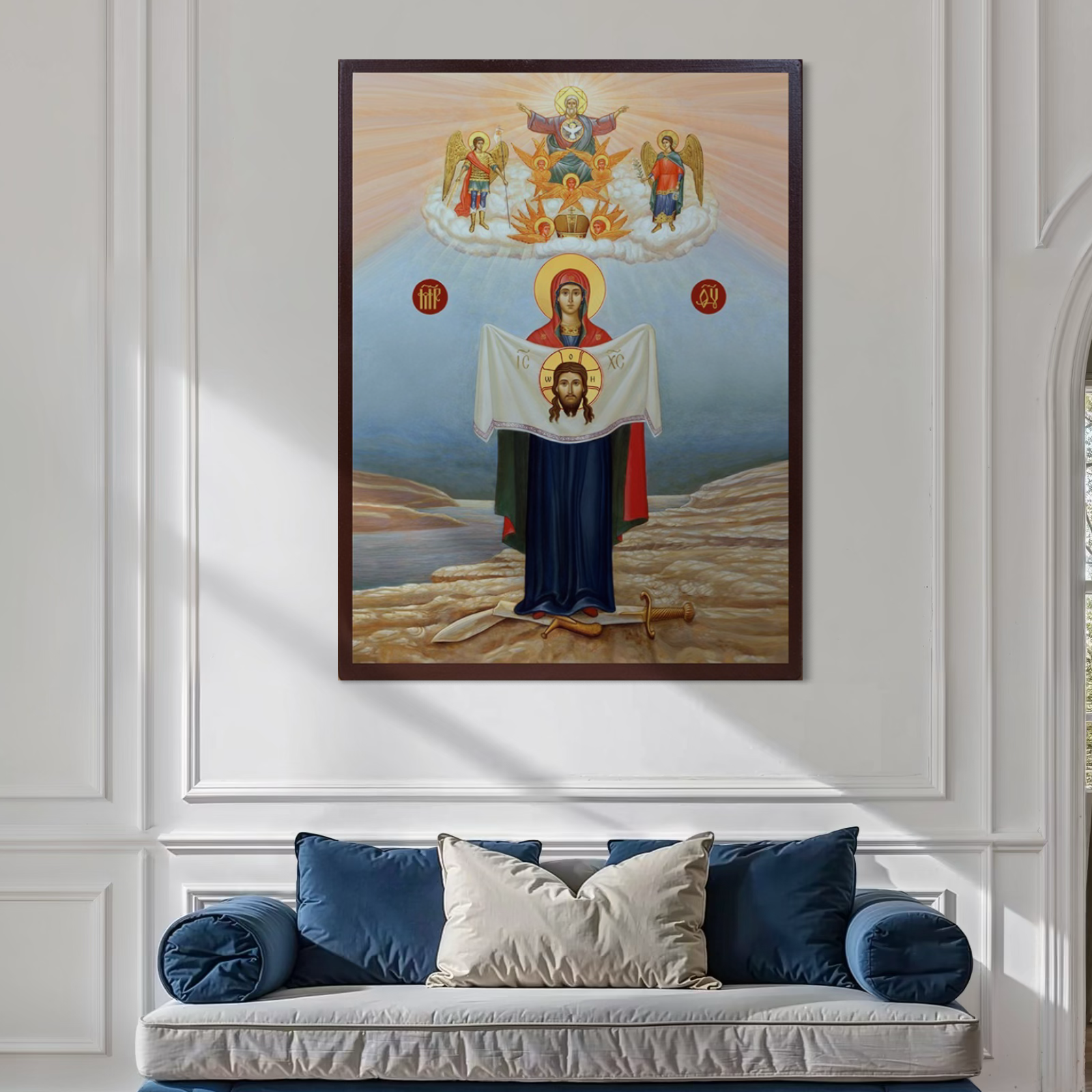Imagine cu tablou canvas cu icoana protectiei spirituale, tiparita pe panza canvas