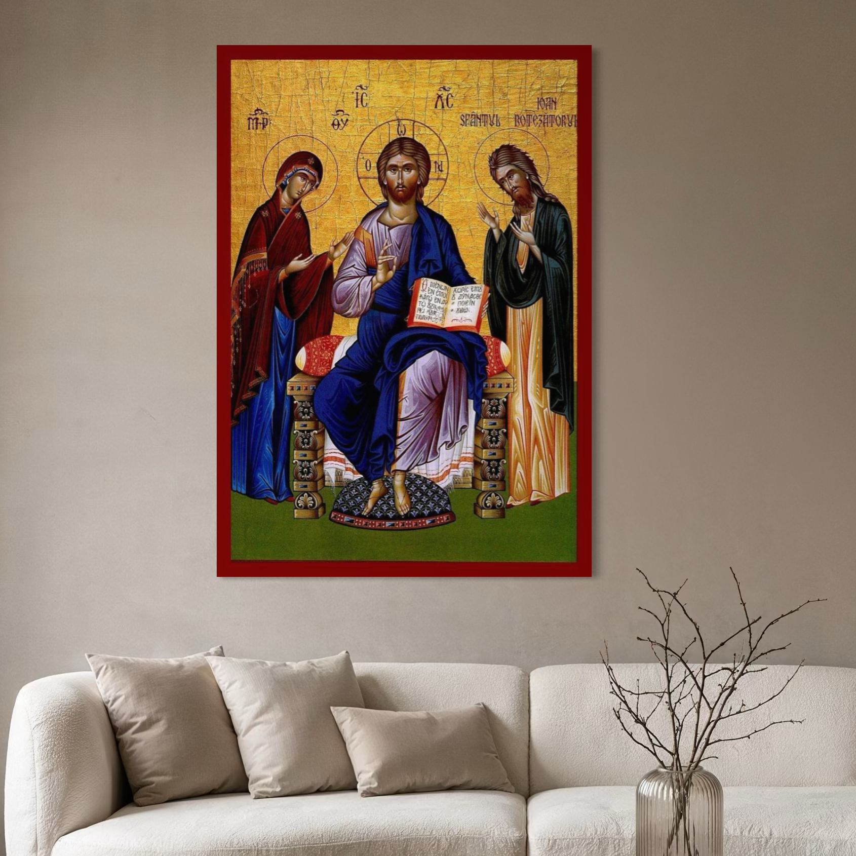 Tablou canvas cu icoana bizantina cu hristos pe tron