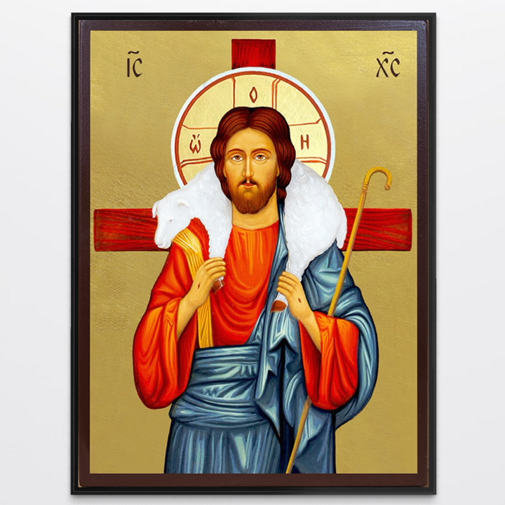 Tablou canvas cu icoana pictata cu iisus bunul pastor