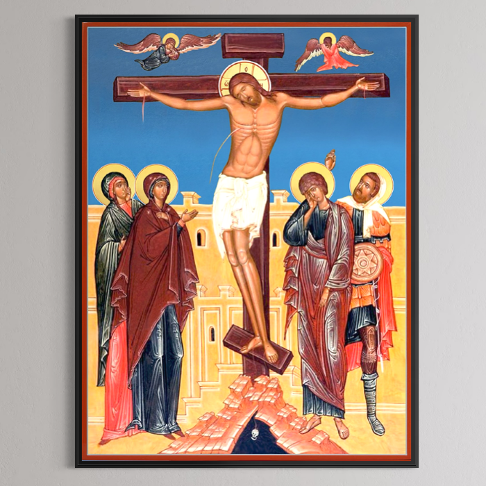 Tablou canvas cu icoana bizantina cu rastignirea lui iisus