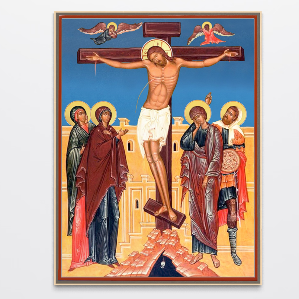 Tablou canvas decorativ cu icoana bizantina cu rastignirea lui iisus