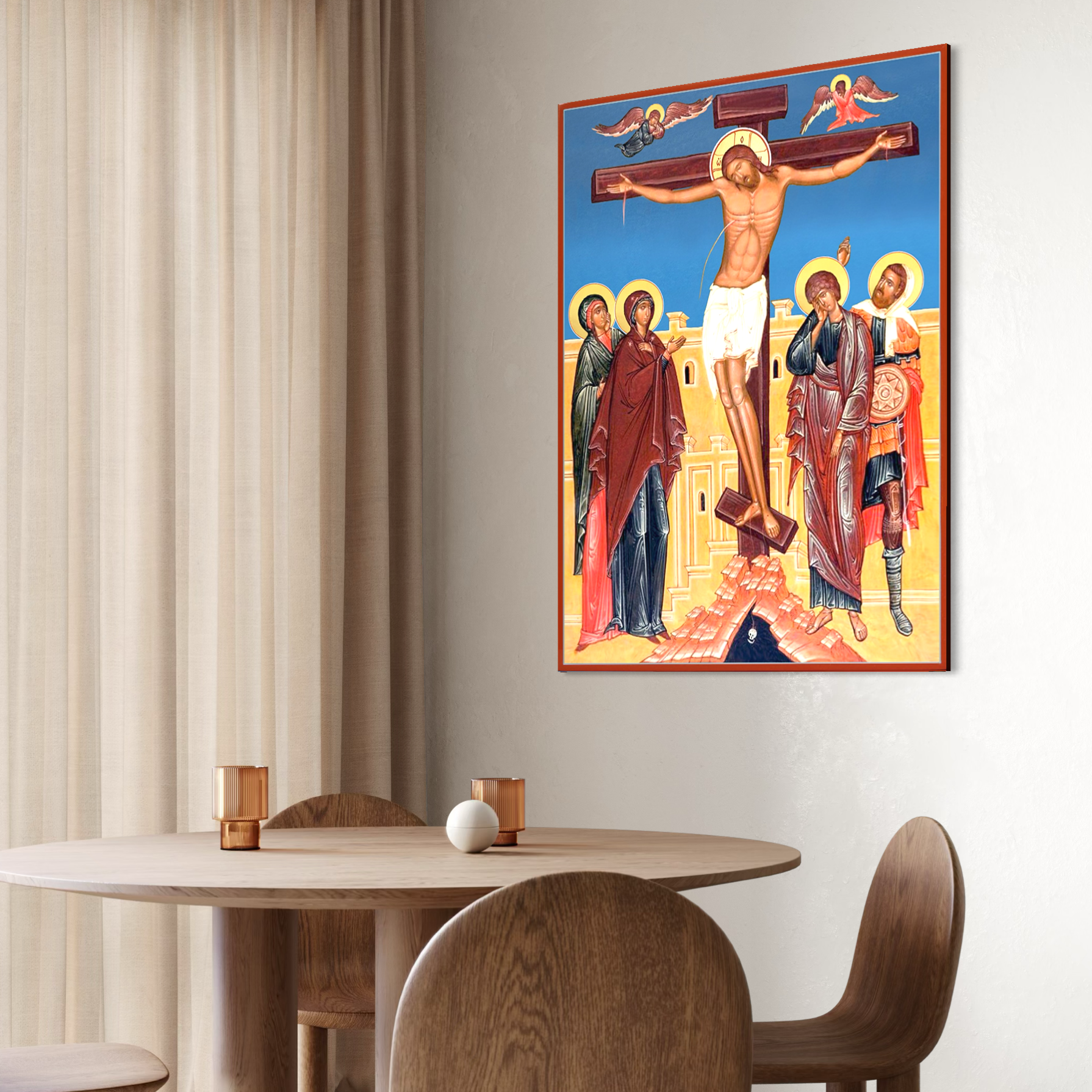 Tablou canvas cu icoana bizantina cu rastignirea lui iisus