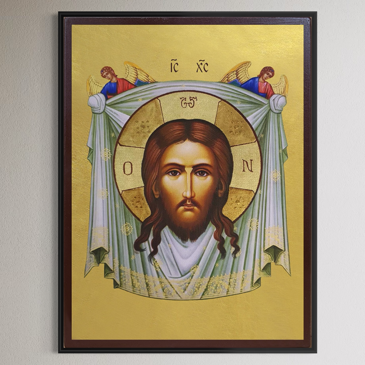 Tablou canvas cu icoana cu portretul mantuitorului pe fundal auriu