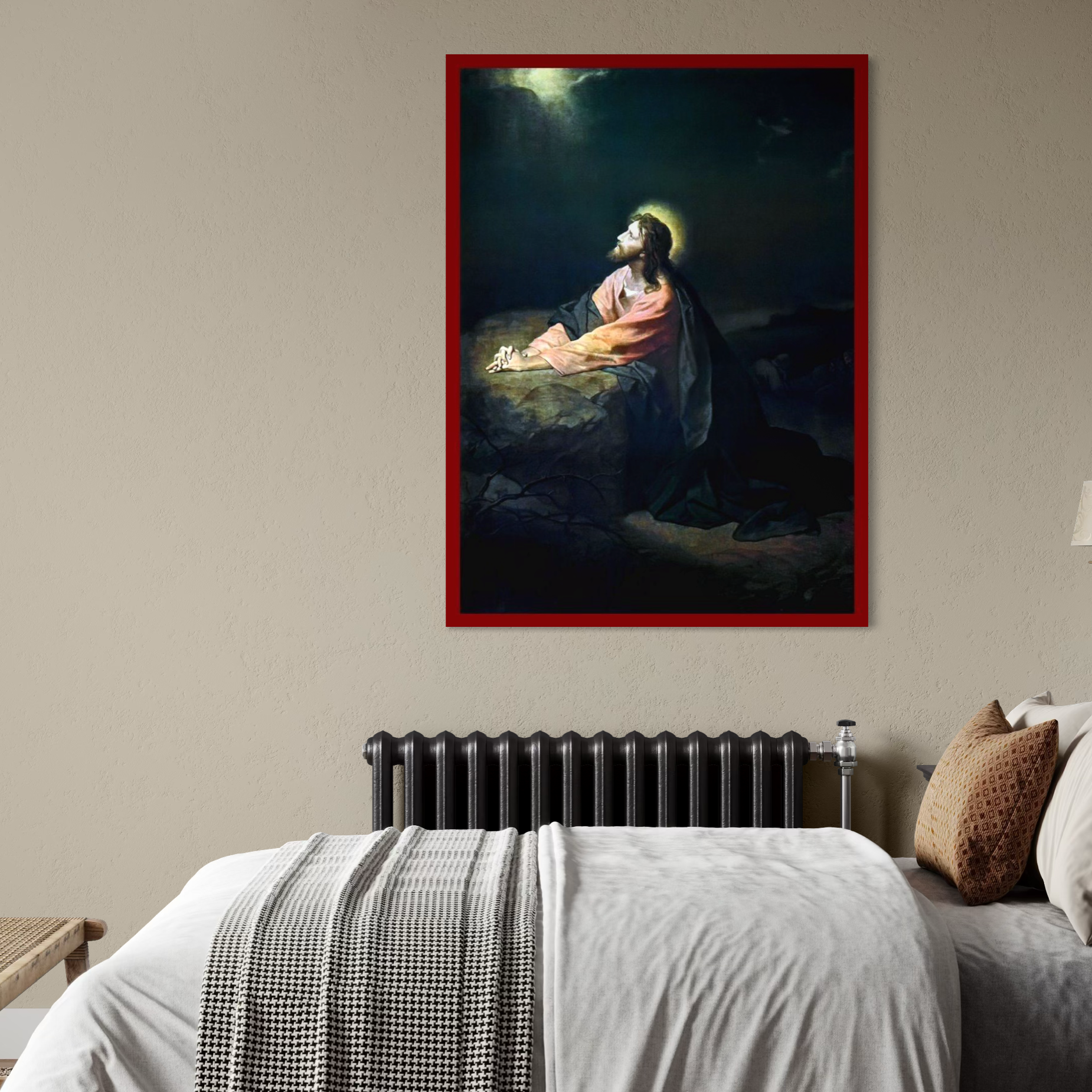 Imagine cu tablou canvas cu iisus in gradina ghetsimani, tiparita pe panza canvas
