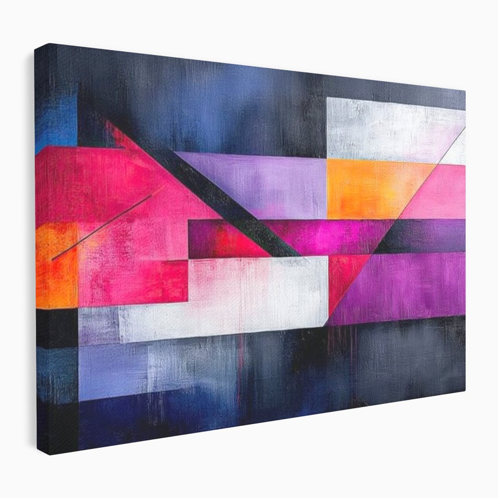 Tablou canvas cu tablou canvas cu compozitie geometrica abstracta, fara rama, pe sasiu de lemn