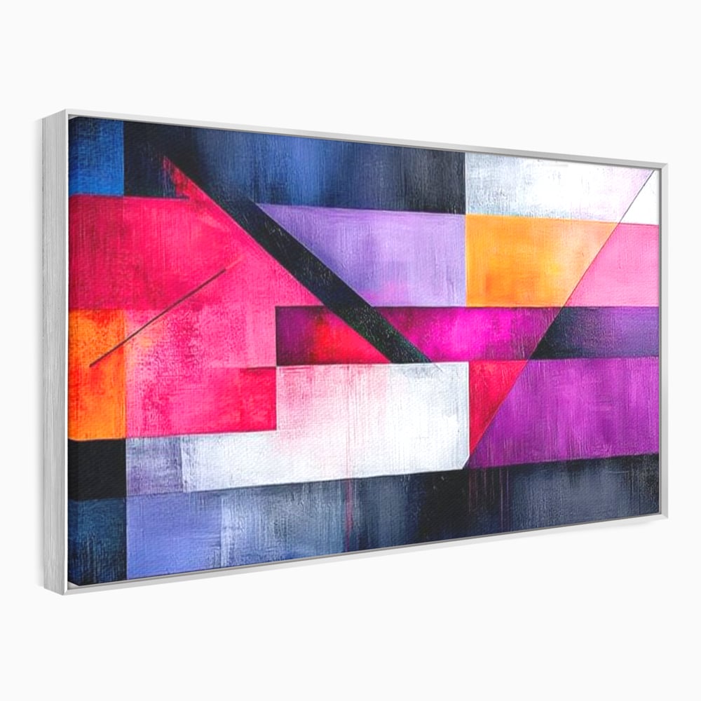 Tablou canvas cu tablou canvas cu compozitie geometrica abstracta, in rama de aluminiu argintiu