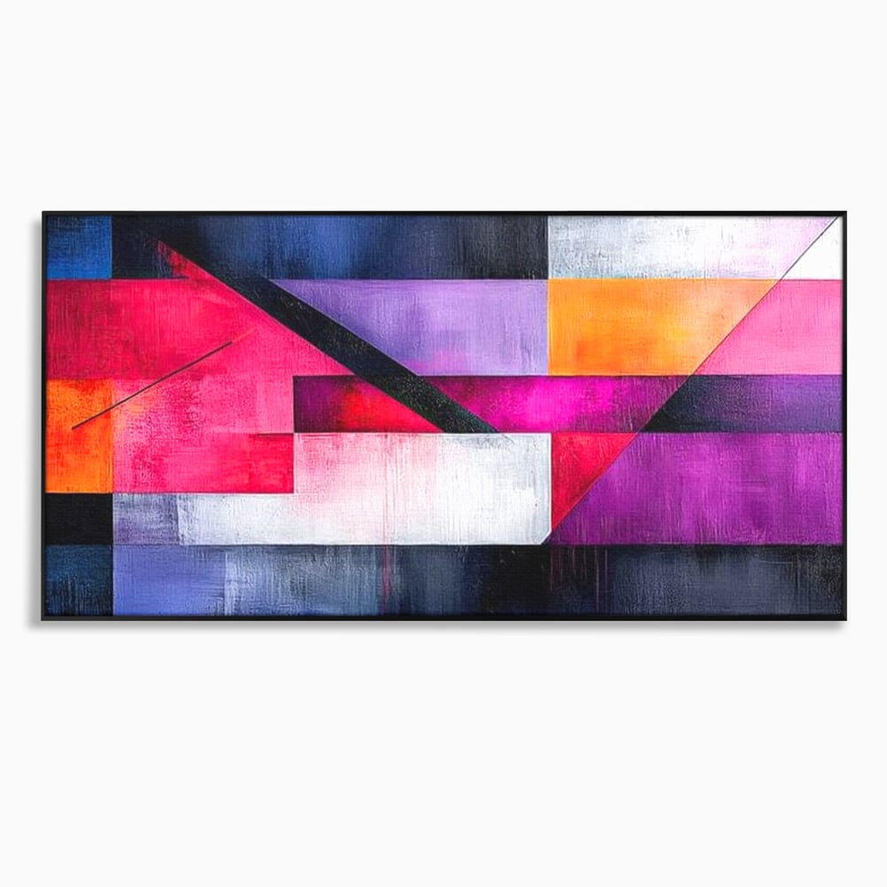 Tablou canvas cu tablou canvas cu compozitie geometrica abstracta, in rama de aluminiu negru
