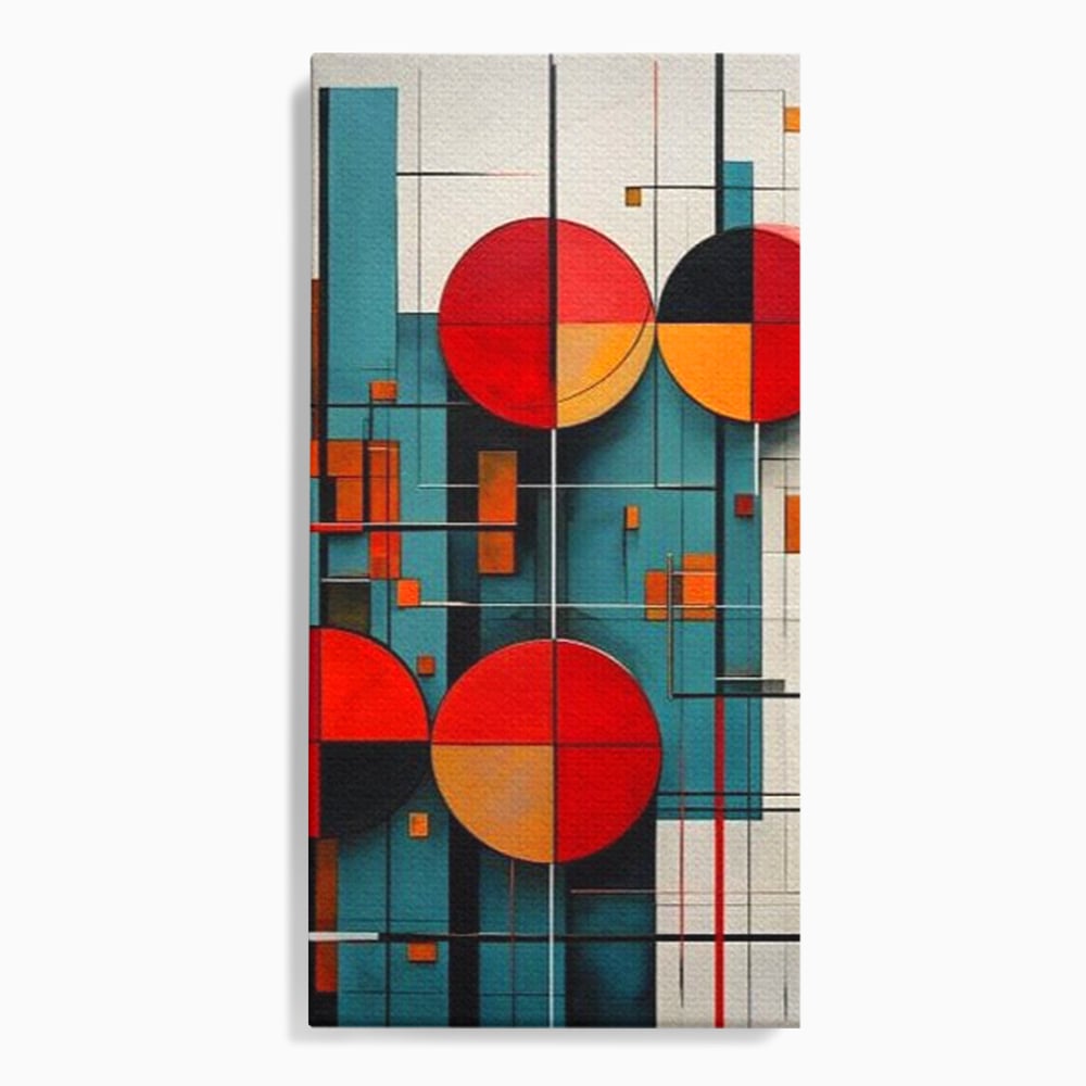 Tablou canvas cu tablou canvas cu cercuri geometrice, fara rama, pe sasiu de lemn