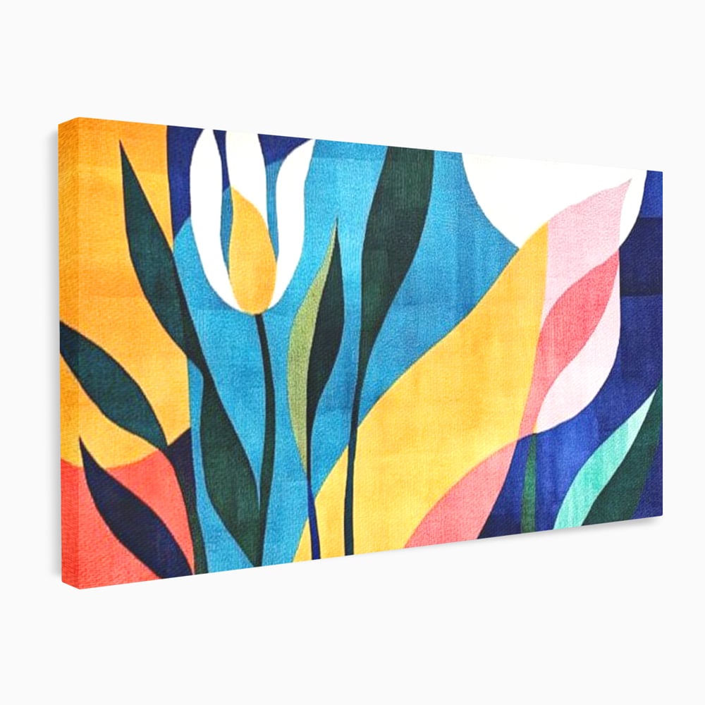 Tablou canvas cu tablou canvas cu flori abstracte, fara rama, pe sasiu de lemn