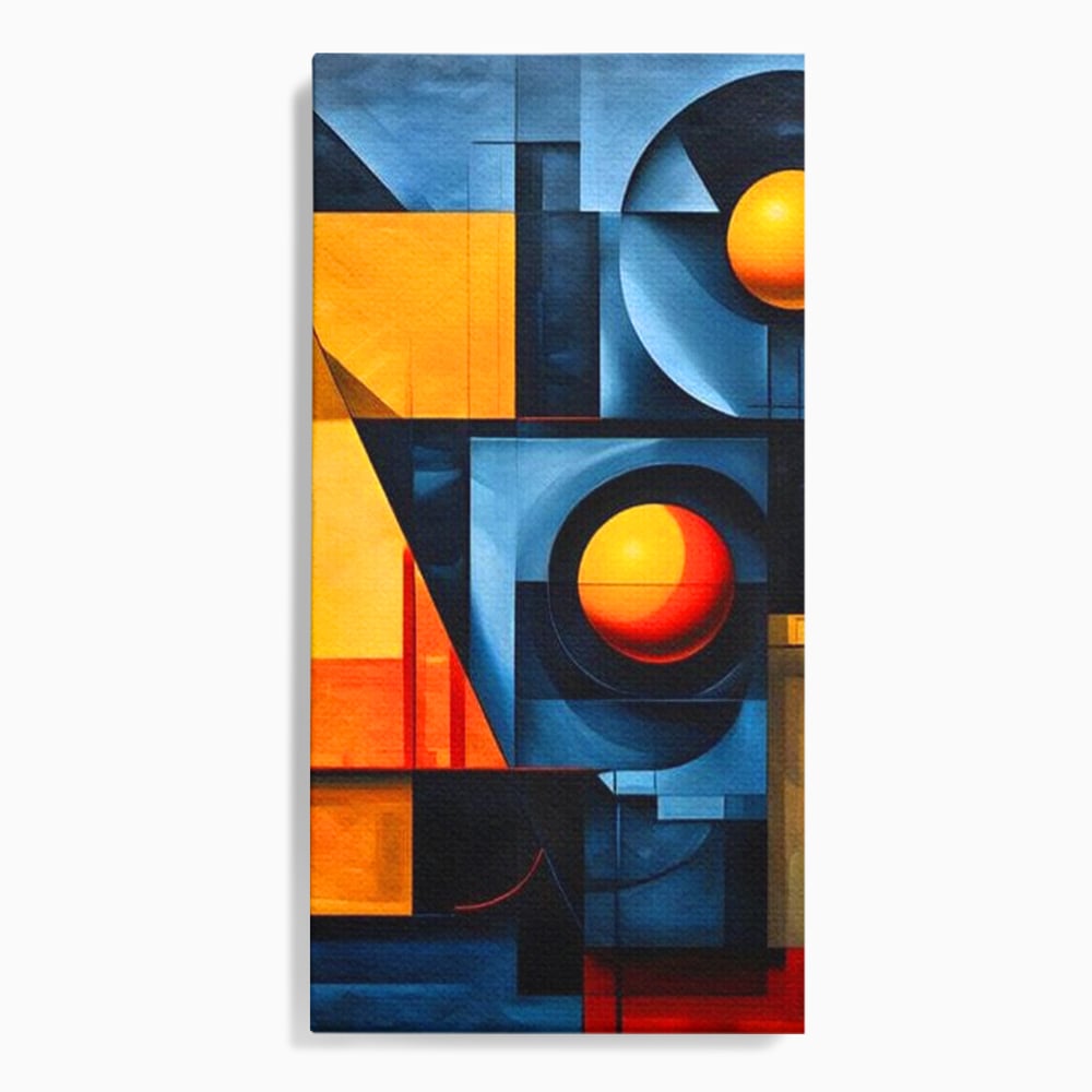 Tablou canvas cu pictura abstracta cu forme geometrice, fara rama, pe sasiu de lemn