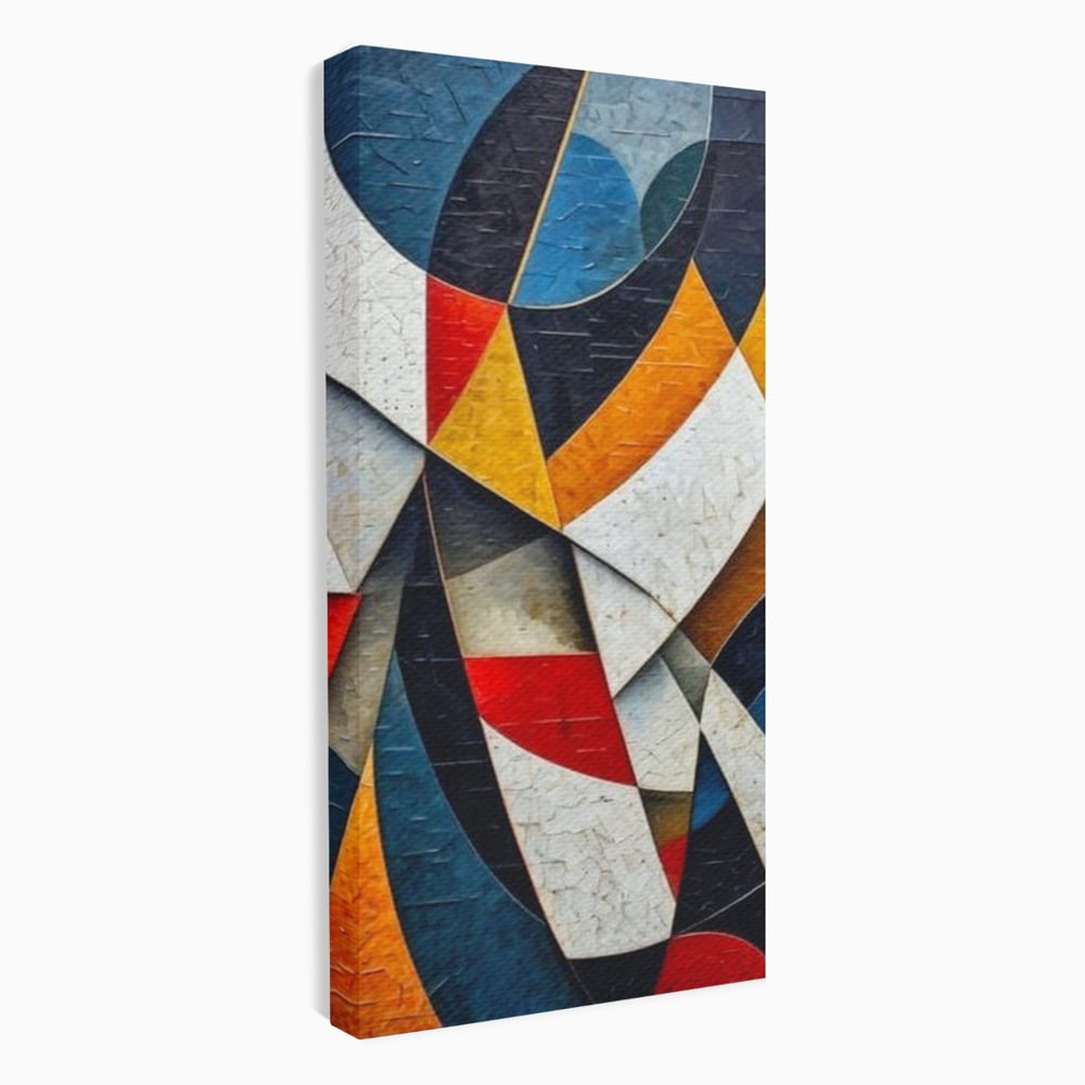 Tablou canvas cu pictura abstracta cu forme geometrice, fara rama, pe sasiu de lemn