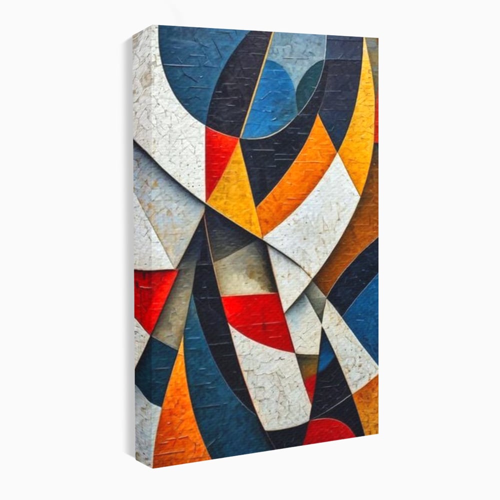 Tablou canvas cu pictura abstracta cu forme geometrice, fara rama, pe sasiu de lemn