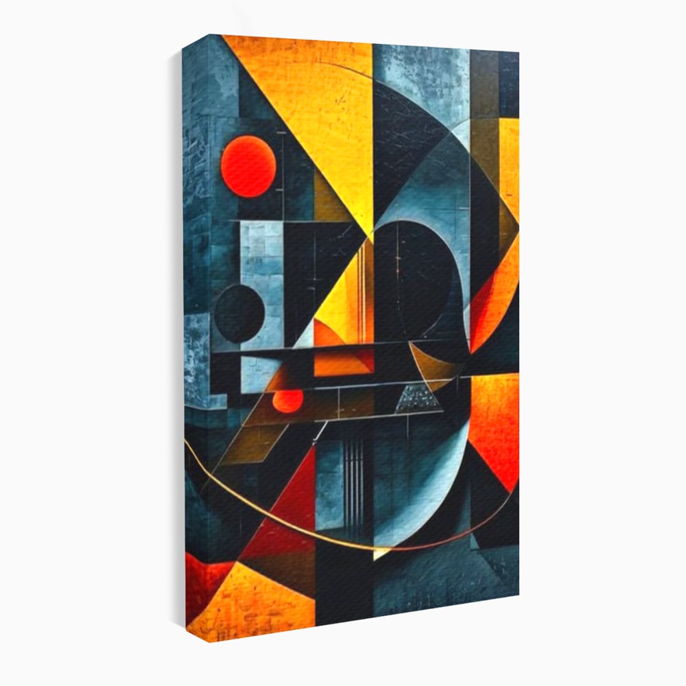 Tablou canvas cu pictura abstracta cu forme geometrice, fara rama, pe sasiu de lemn