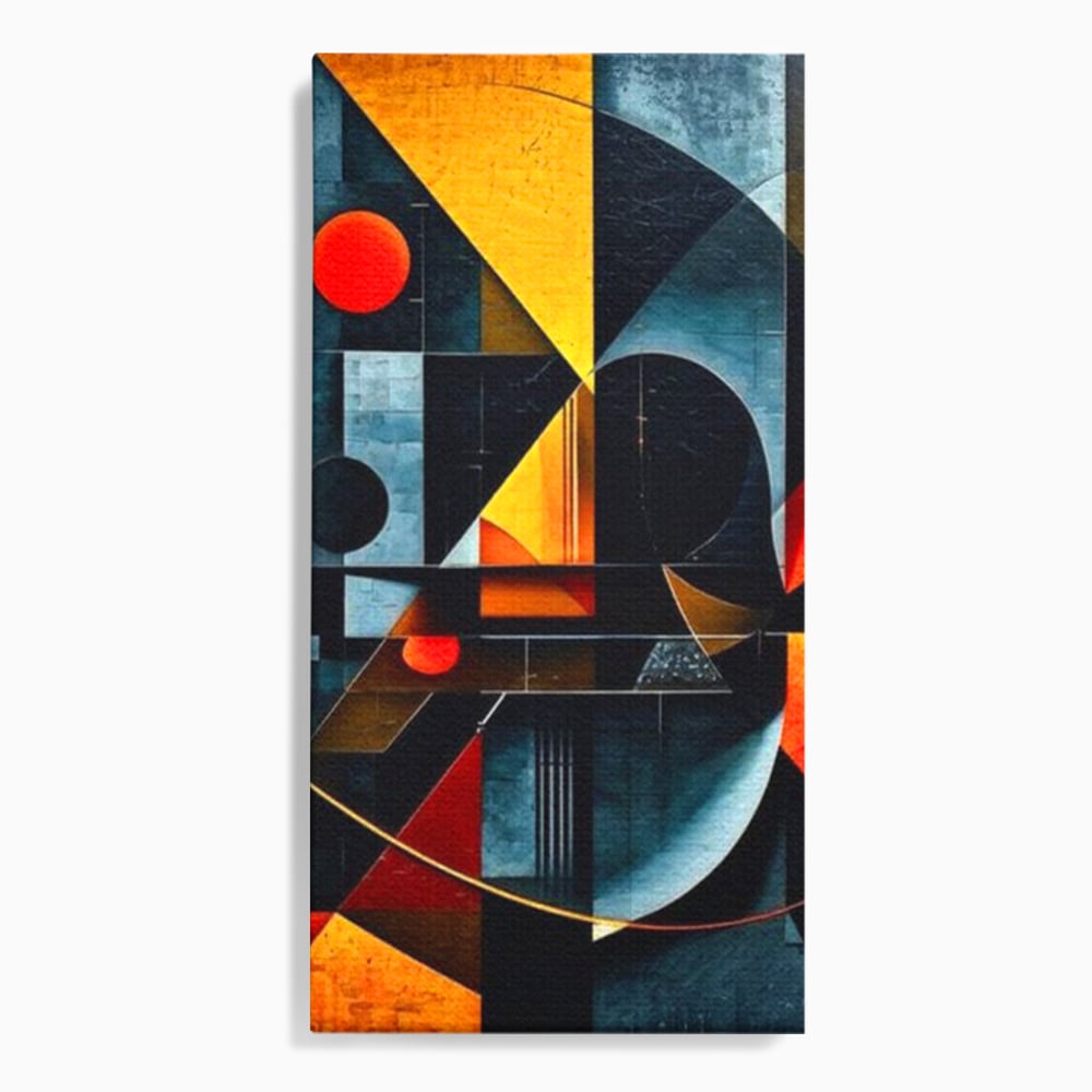 Tablou canvas cu pictura abstracta cu forme geometrice, fara rama, pe sasiu de lemn