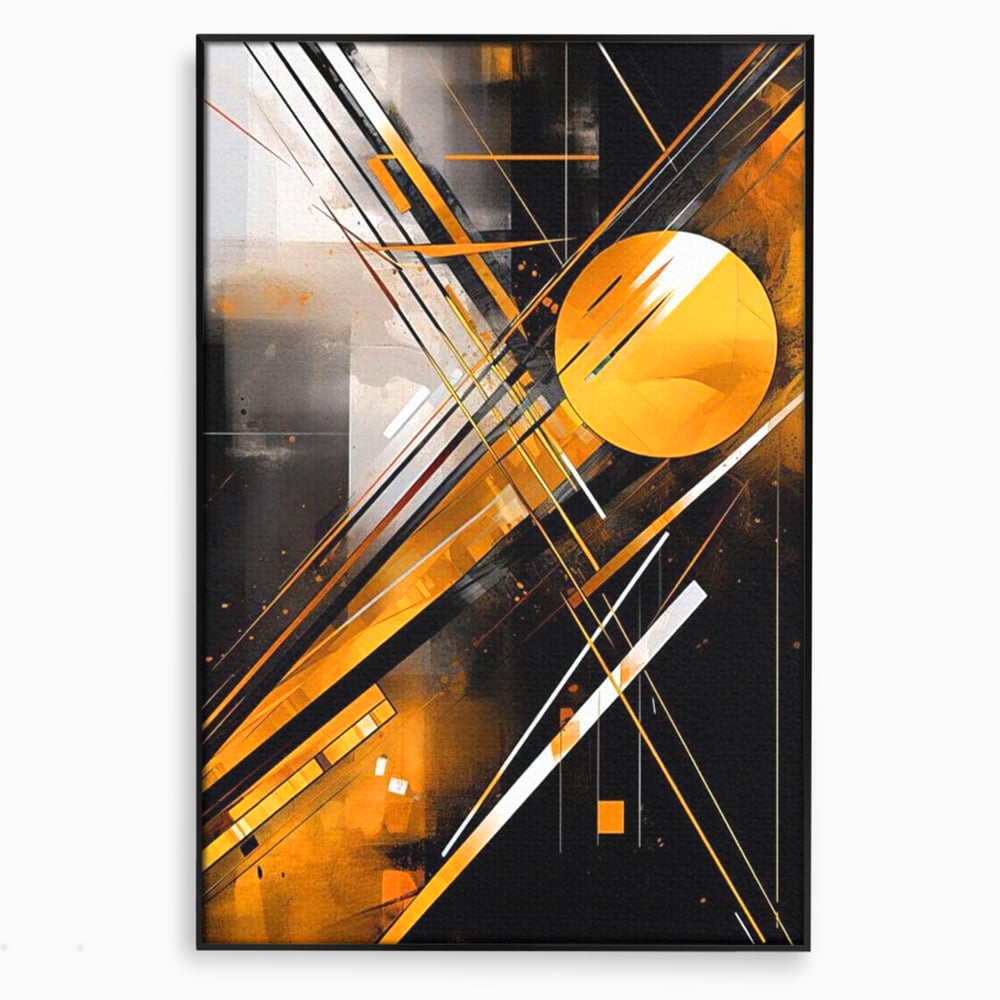 Tablou canvas cu tablou canvas cu forme geometrice abstracte, in rama de aluminiu negru