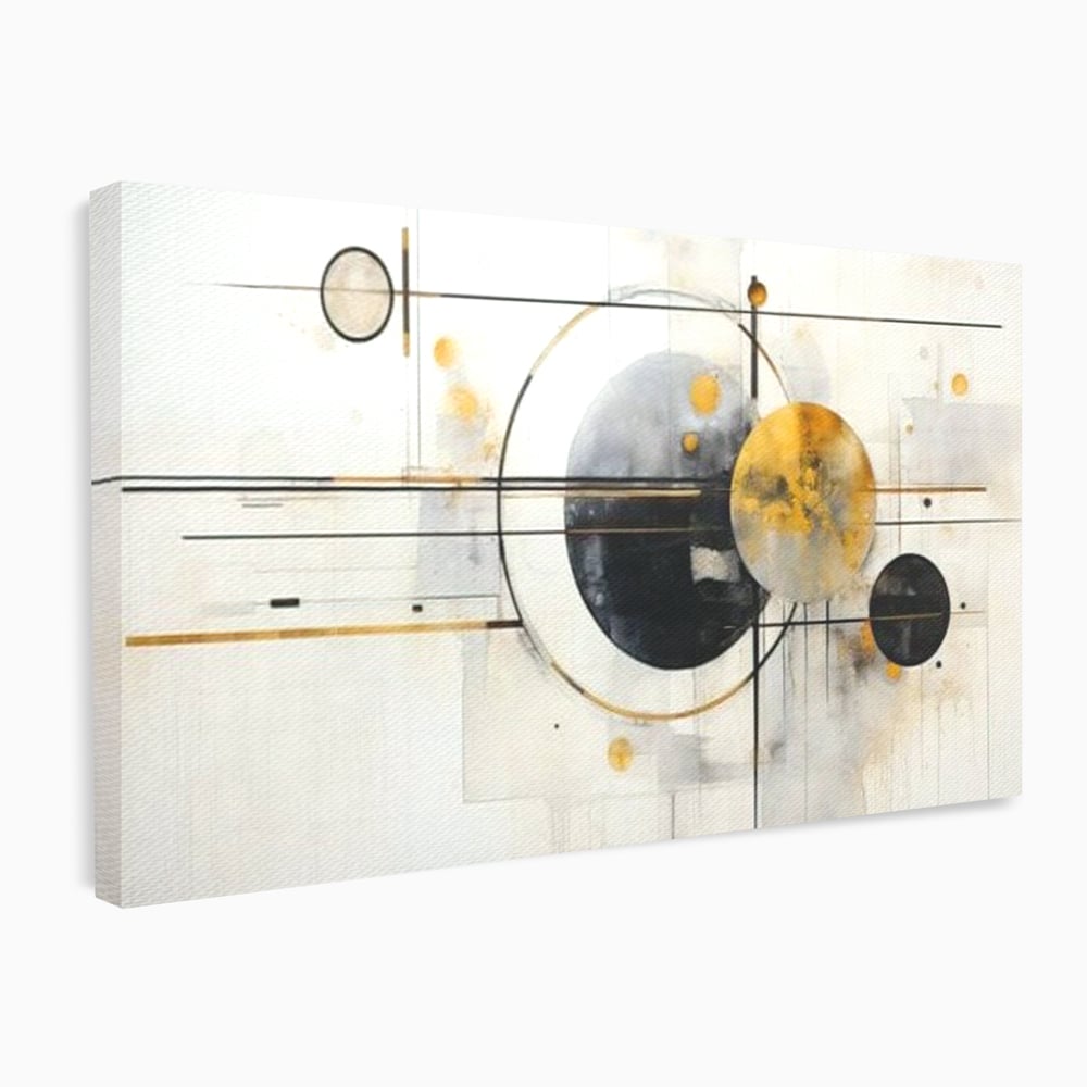 Tablou canvas cu pictura abstracta cu forme geometrice, fara rama, pe sasiu de lemn