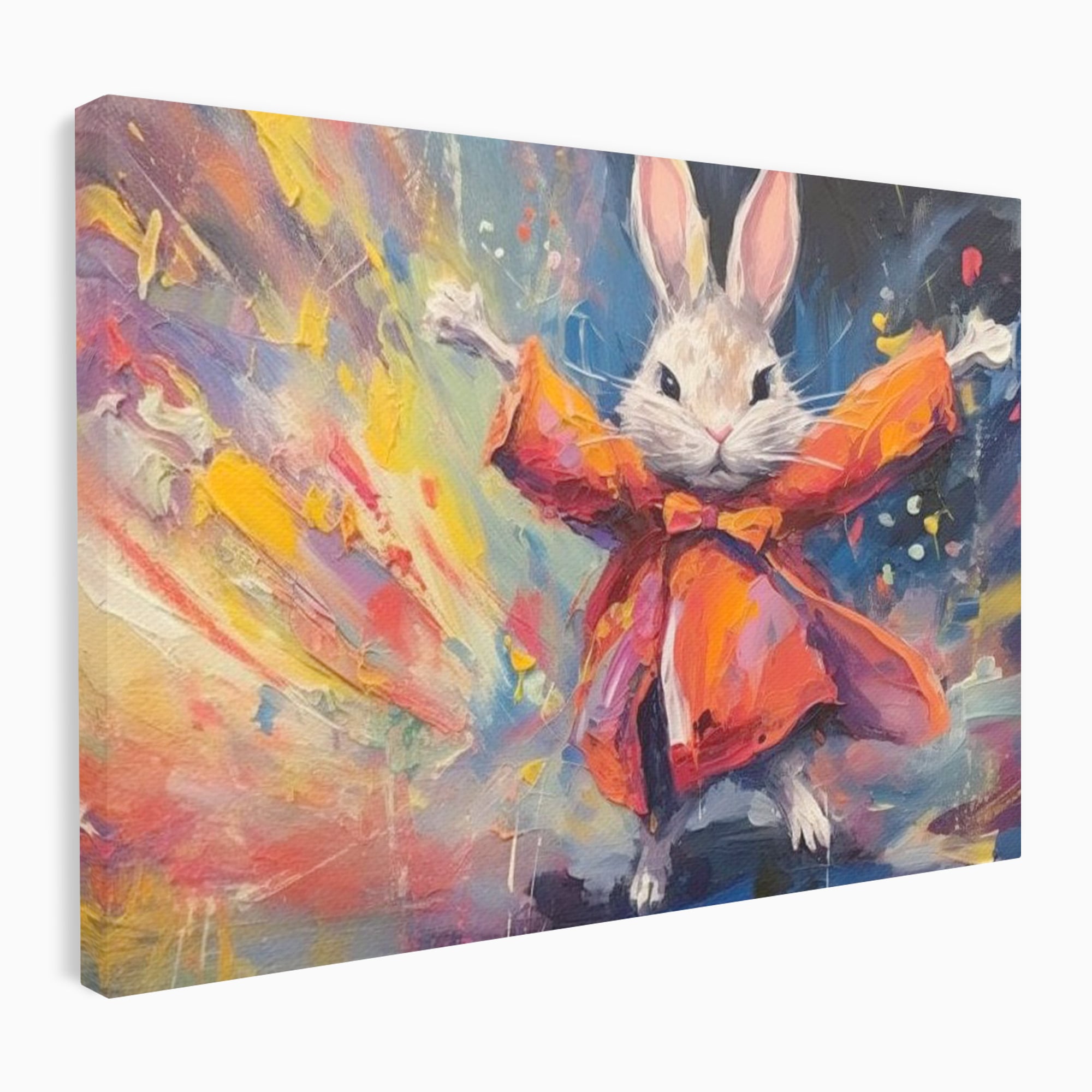 Tablou canvas cu tablou canvas cu iepuras magician colorat, fara rama, pe sasiu de lemn