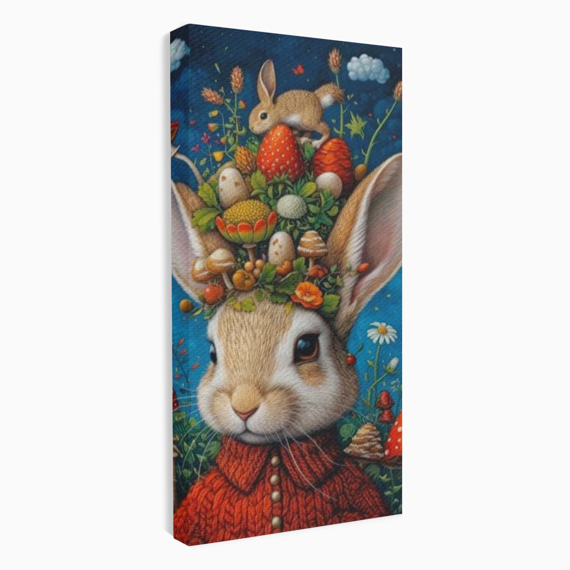 Tablou canvas cu tablou canvas cu iepuras fantastico-forestier, fara rama, pe sasiu de lemn