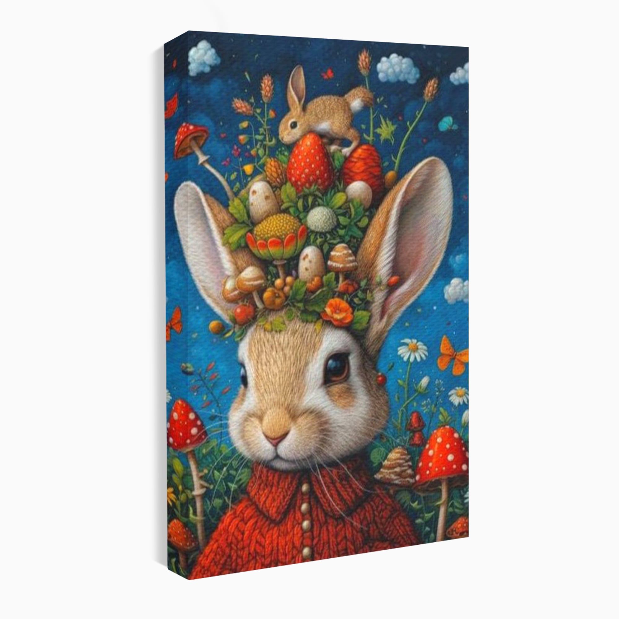 Tablou canvas cu tablou canvas cu iepuras fantastico-forestier, fara rama, pe sasiu de lemn