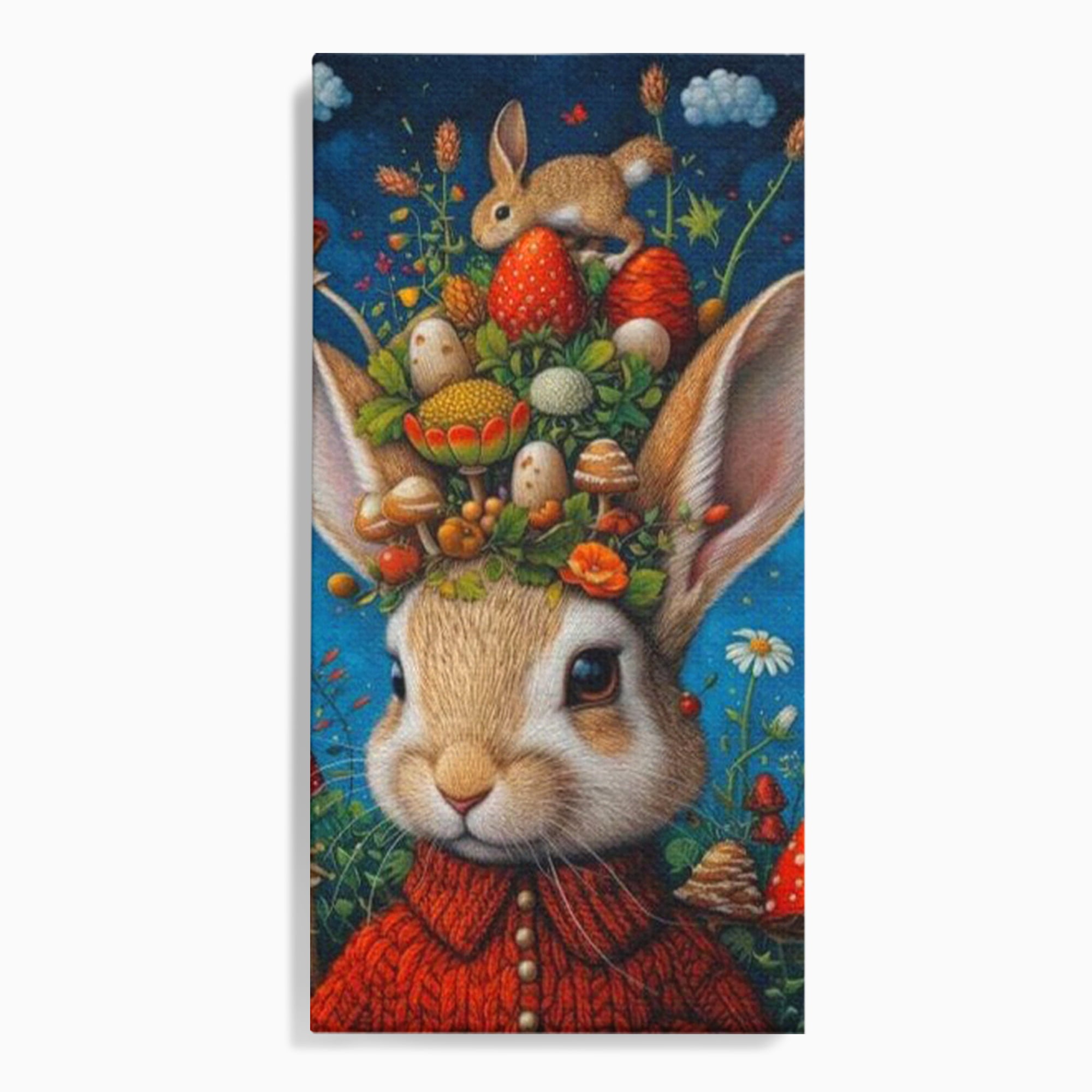 Tablou canvas cu tablou canvas cu iepuras fantastico-forestier, fara rama, pe sasiu de lemn