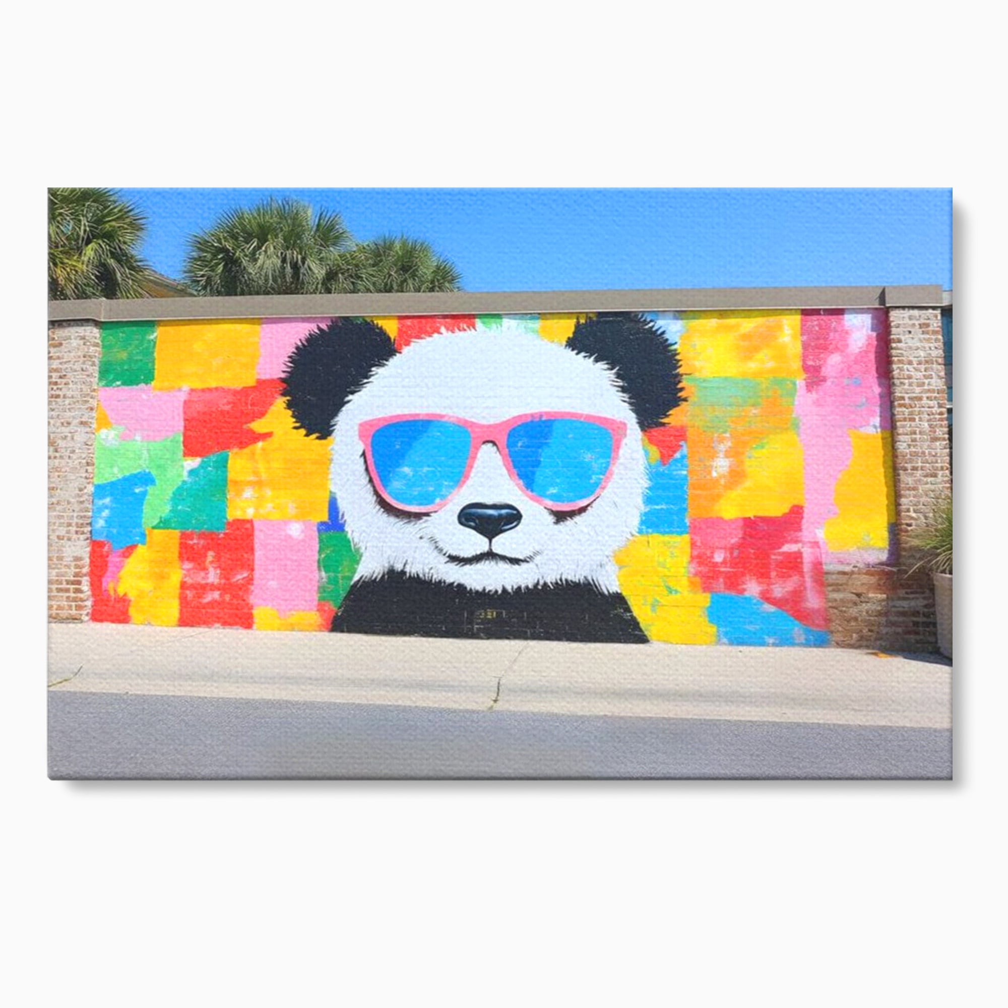 Tablou canvas cu tablou canvas cu panda grafitat, fara rama, pe sasiu de lemn