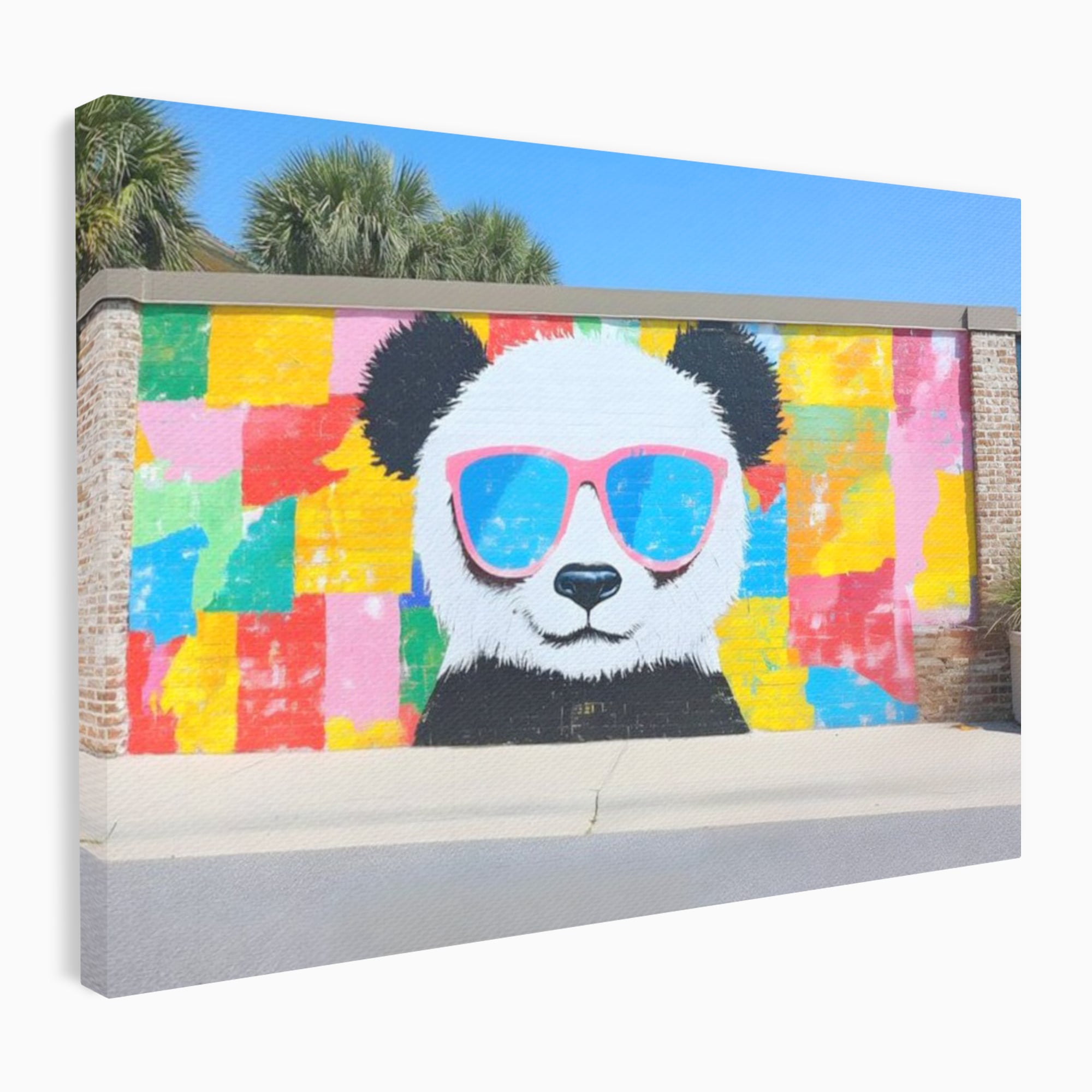 Tablou canvas cu tablou canvas cu panda grafitat, fara rama, pe sasiu de lemn