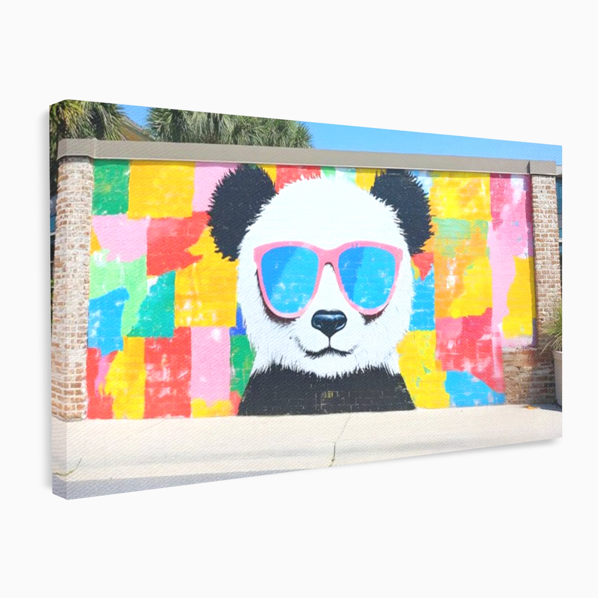 Tablou canvas cu tablou canvas cu panda grafitat, fara rama, pe sasiu de lemn