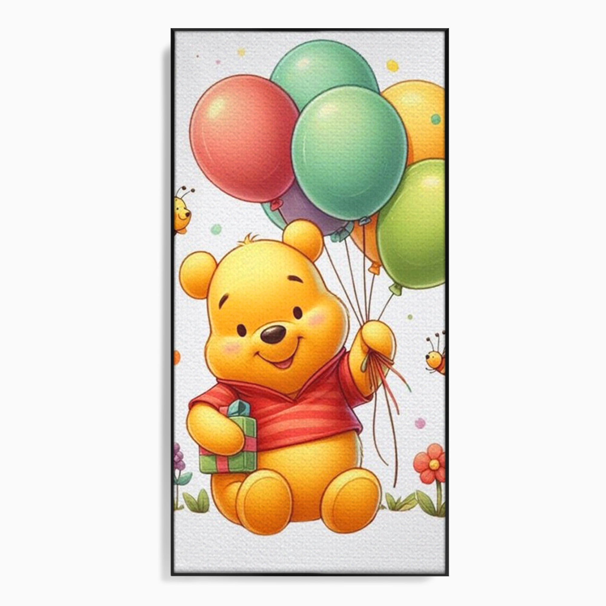 Tablou canvas cu tablou canvas cu winnie the pooh, in rama de aluminiu negru