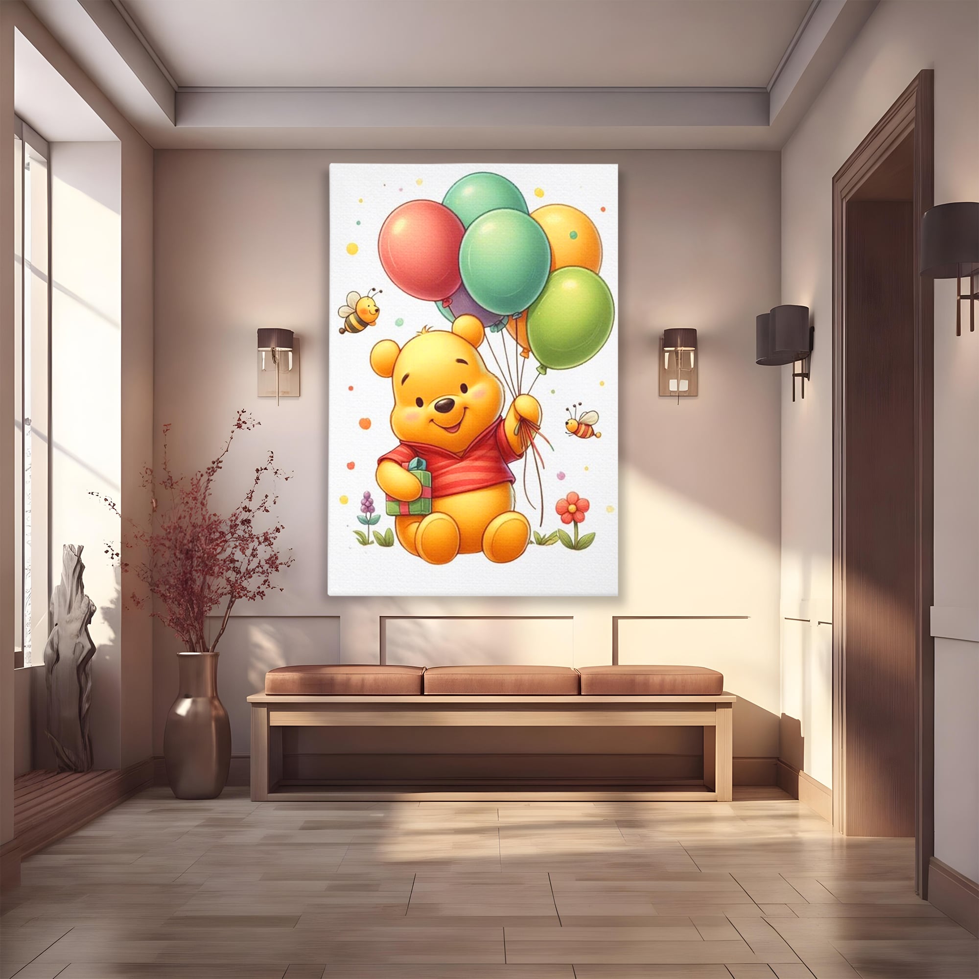 Tablou canvas cu tablou canvas cu winnie the pooh, fara rama, pe sasiu de lemn