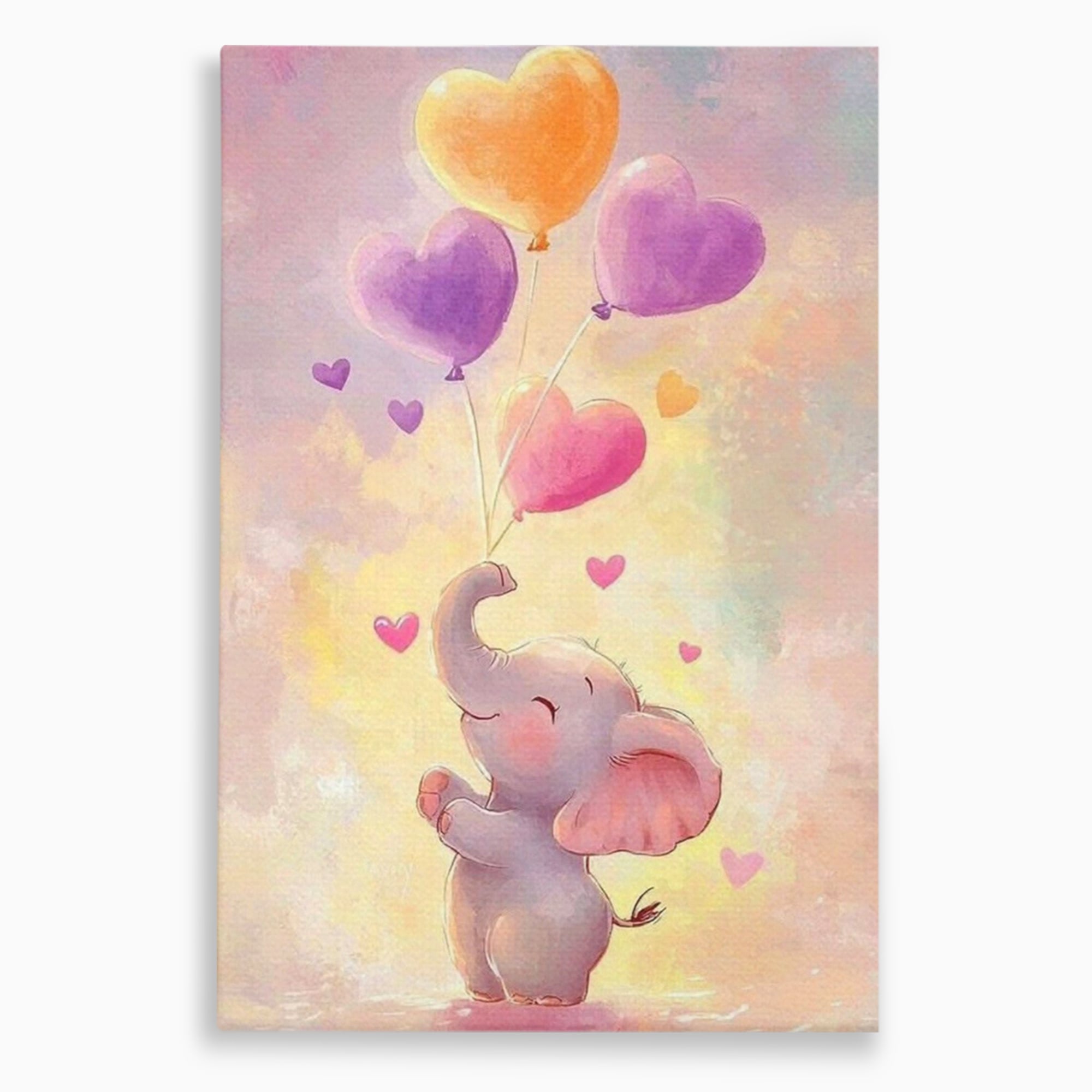 Tablou canvas cu tablou canvas cu pui de elefant, fara rama, pe sasiu de lemn