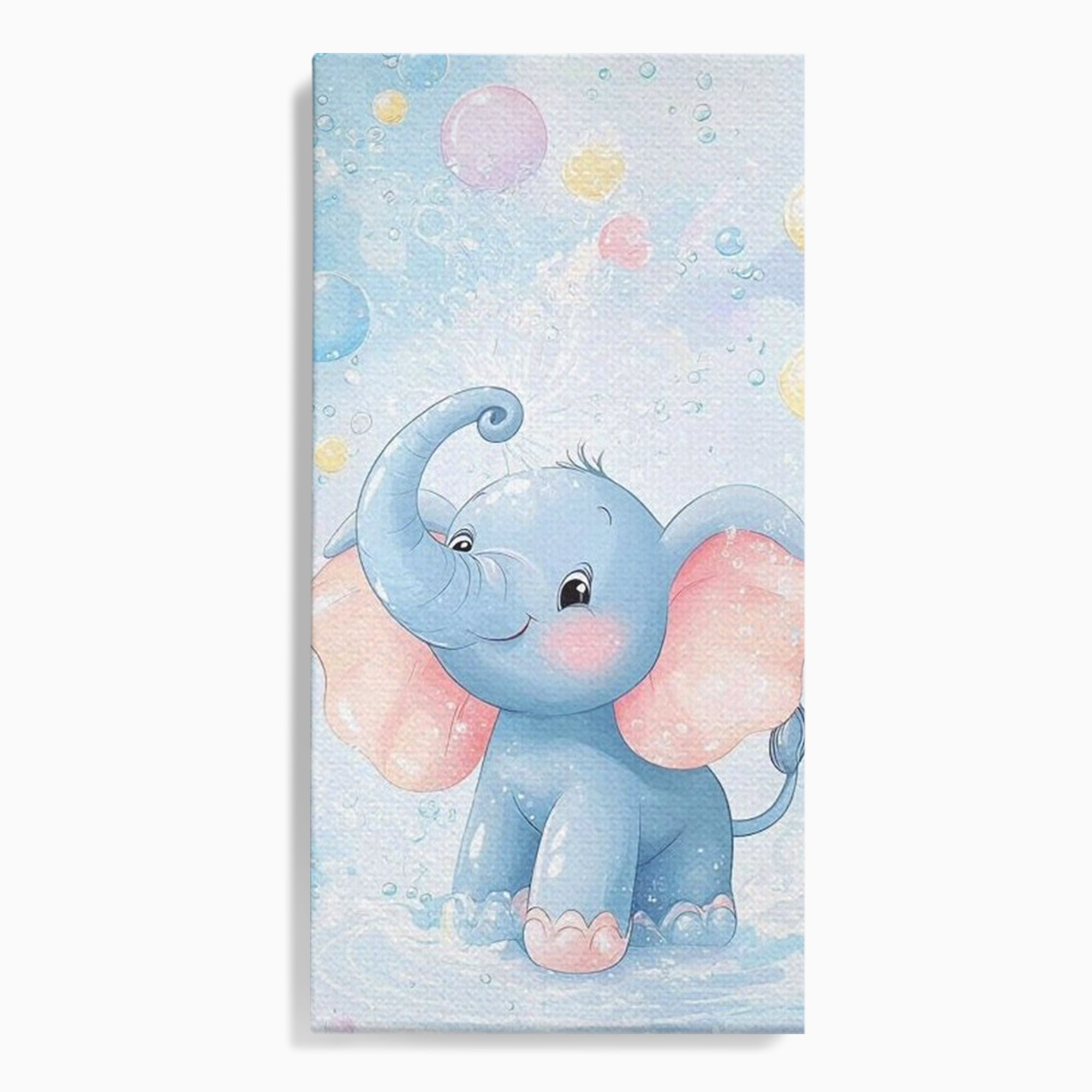 Tablou canvas cu tablou canvas cu elefantelet albastru, fara rama, pe sasiu de lemn