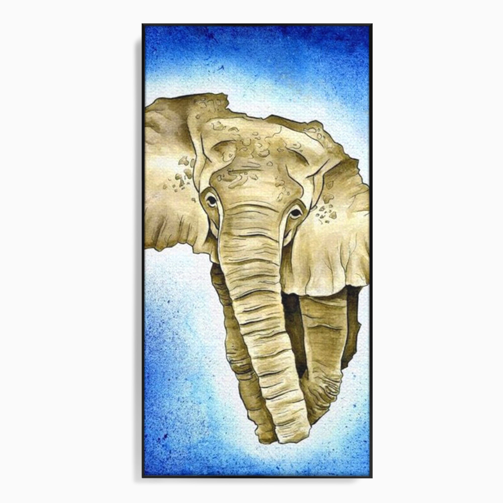 Tablou canvas cu tablou canvas cu cap de elefant, in rama de aluminiu negru