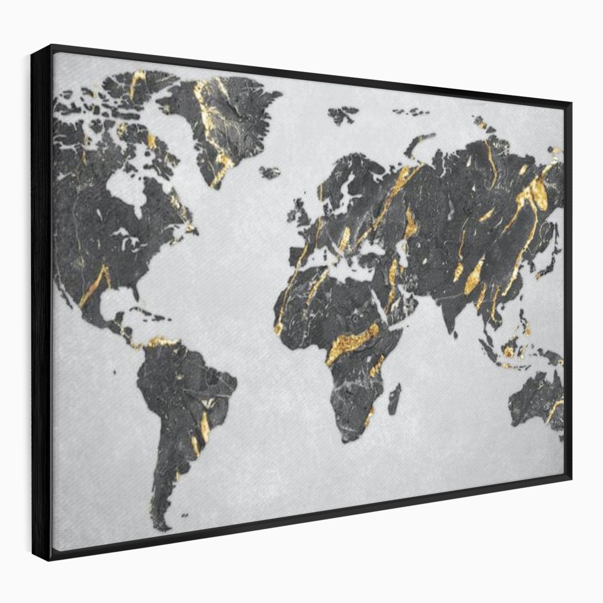Tablou canvas cu tablou canvas cu harta lumii, in rama de aluminiu negru