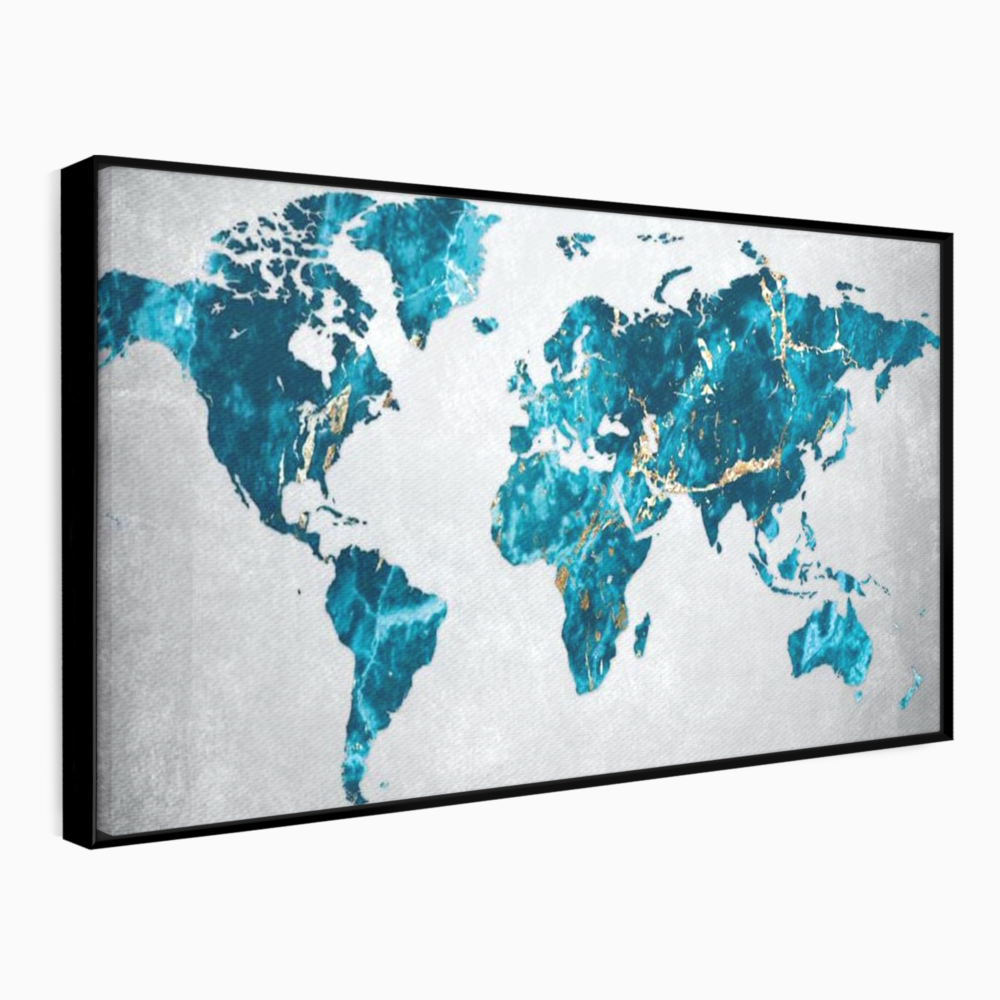 Tablou canvas cu tablou canvas cu harta lumii, in rama de aluminiu negru