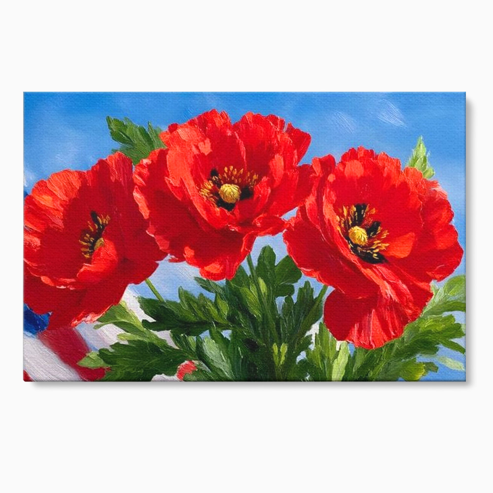 Tablou canvas cu tablou pictura cu trei maci, fara rama, pe sasiu de lemn