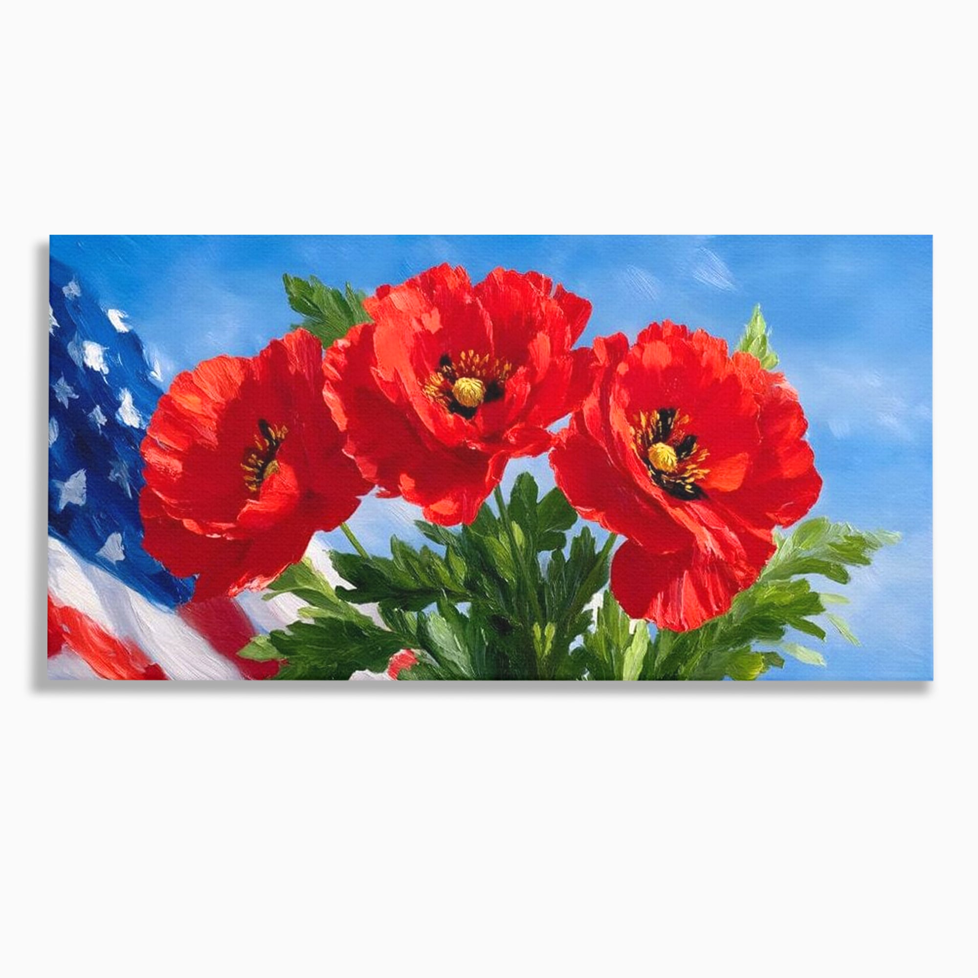 Tablou canvas cu tablou pictura cu trei maci, fara rama, pe sasiu de lemn