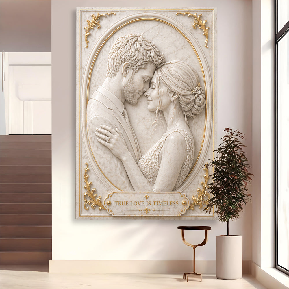 Tablou canvas cu tablou sculptura in marmura cu cuplu
